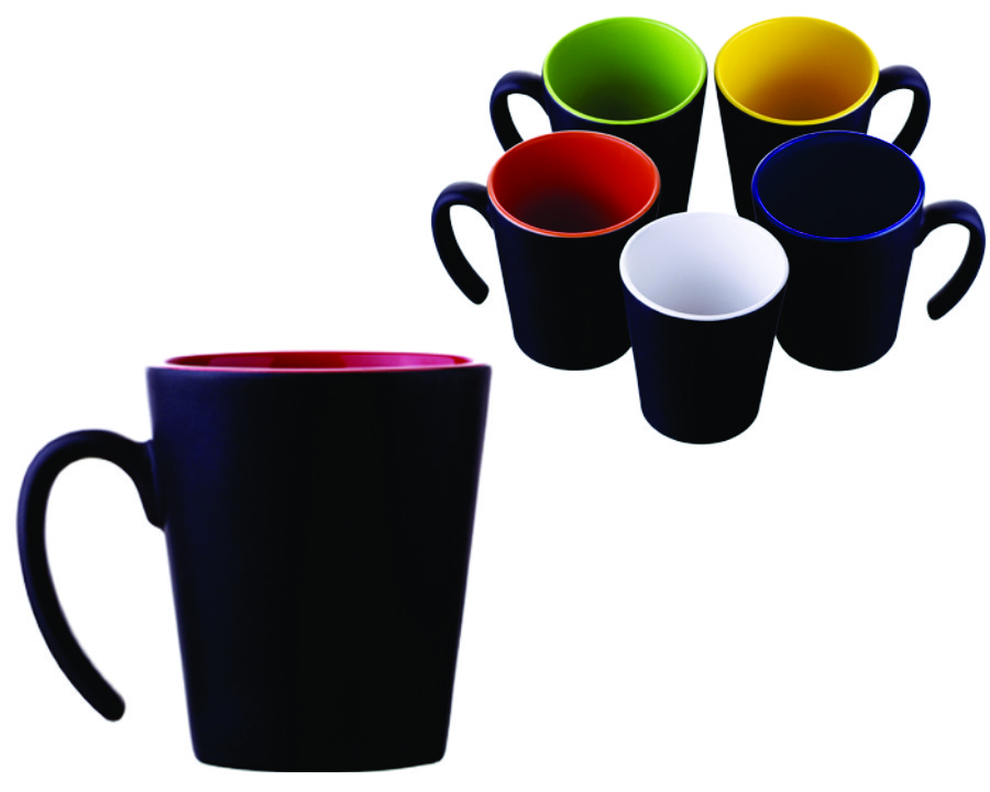 TARRO DE CERÁMICA, FORMA CÓNICA, ASA VOLADA, ACABADO MATE. C078